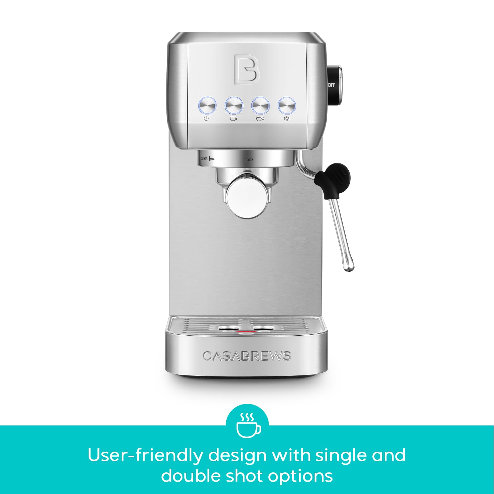 CASABREWS 3700 Essential Stainless Steel Espresso Machine with Steam Wand