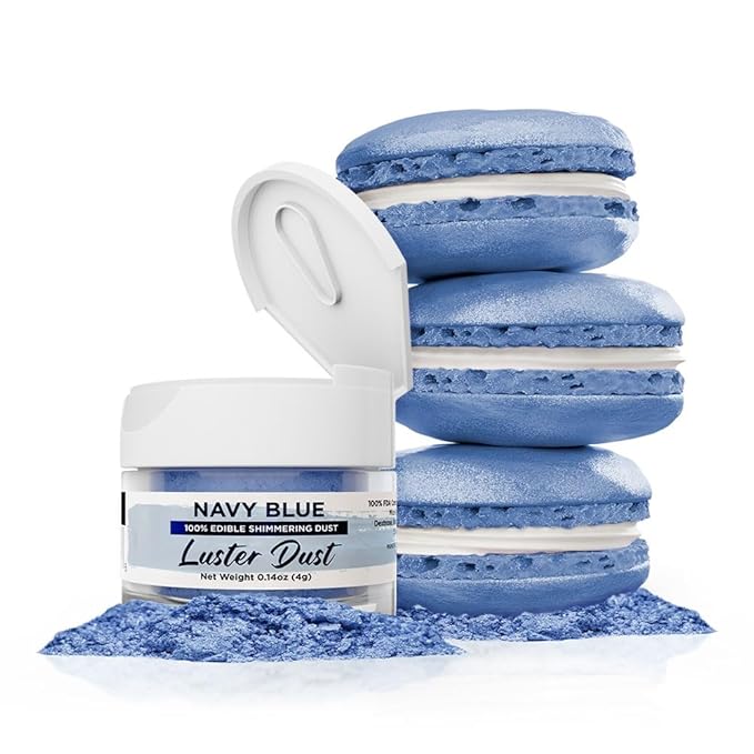 Luster Dust - Navy Blue (4g 1x Jar) | Edible Vegan Dust & Paint for Cake Decorating, Ice Cream, Desserts, Cocktails and Beverages by Bakell