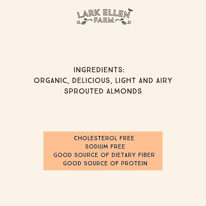 Lark Ellen Farm Raw Almonds, Sprouted Unsalted, Steam Pasteurized, Certified USDA Organic, Gluten-Free Whole Shelled California Premium Nuts (10 oz, 3 Pack)