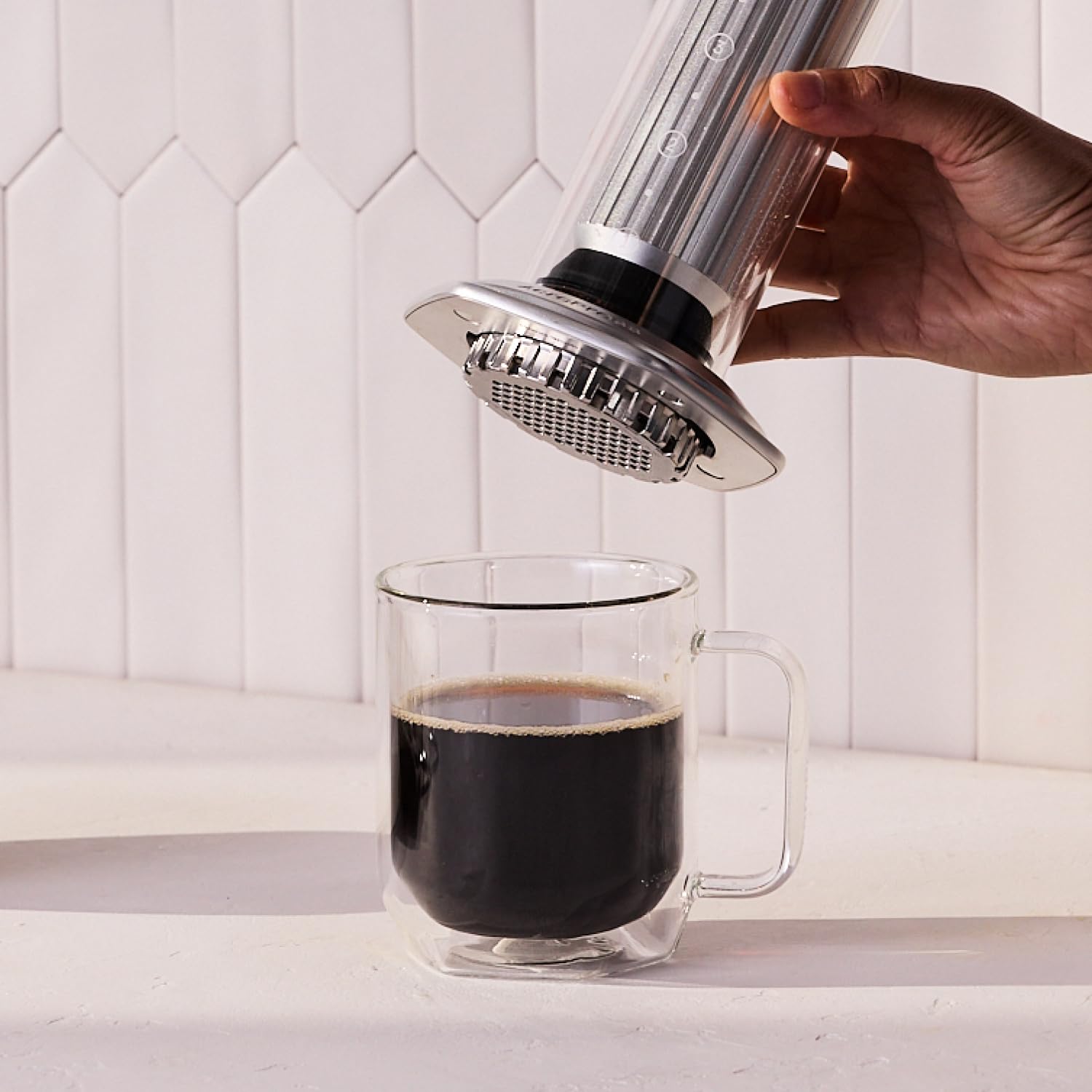 AeroPress Premium Coffee Press, Glass, Stainless Steel & Aluminum, Silver