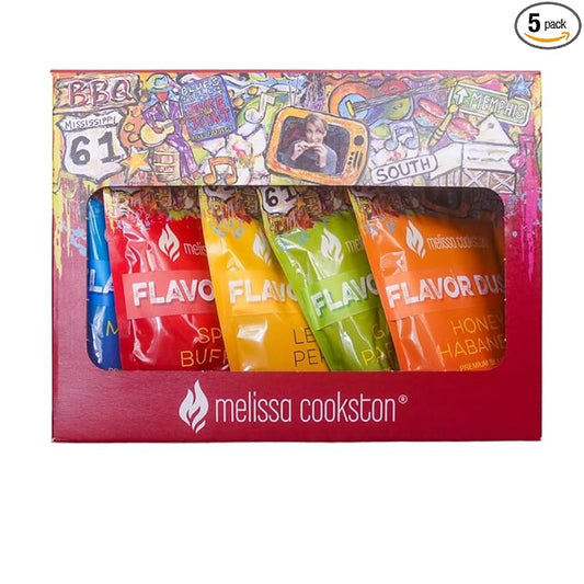 Melissa Cookston Flavor Dust Sampler 5 pk | Chicken Wing Coating & Wing Dust for BBQ and Cooking | Award Winning & Competition Style Barbecue Dry Rub