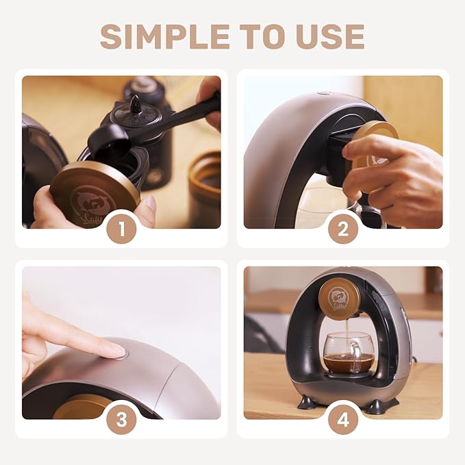 Single Serve Coffee Maker,Fast Brew in 2 minutes,Stylish＆Compact Design,MINI Q 2 IN 1 Coffee Machines for K*cup Capsules & Ground Coffee, Dark Grey Coffee maker