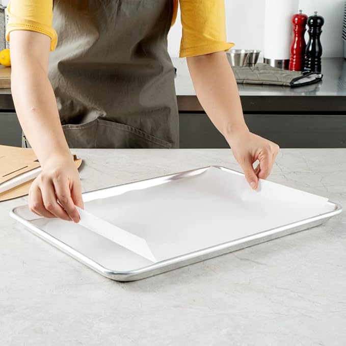 Restaurantware Pastry Tek 12 x 16 Inch Parchment Paper Sheets 1000 Greaseproof Baking Sheets For Oven - Pre-Cut Double-Sided Silicone Coating White Paper Nonstick Baking Sheets Half-Size