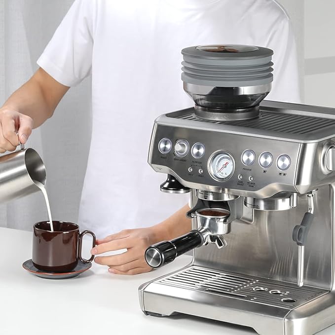 AIEVE Silicone Bellow Compatible for Breville Barista Express, Single Dose Hopper for Breville Espresso Machine,Gray