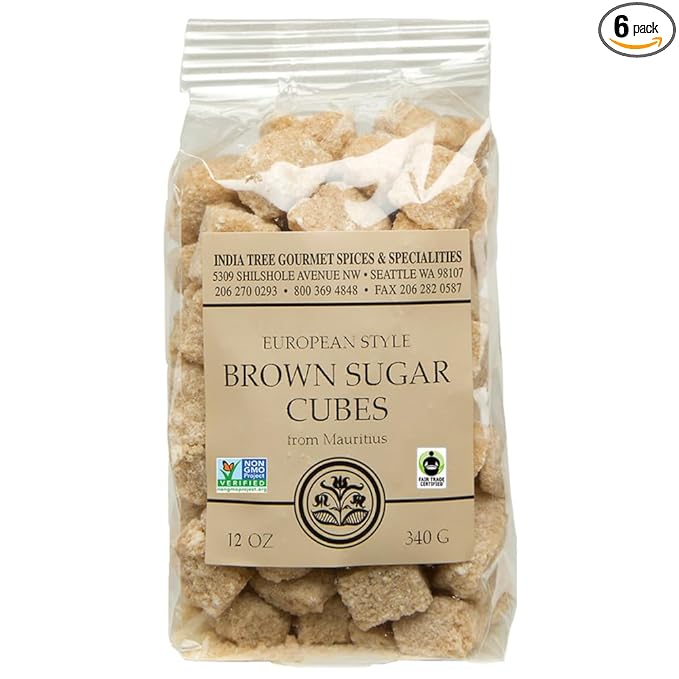 Pure Brown Sugar Cubes , All-Natural Gourmet Sweetener for Coffee, Tea, and Baking , 12 Oz Bag