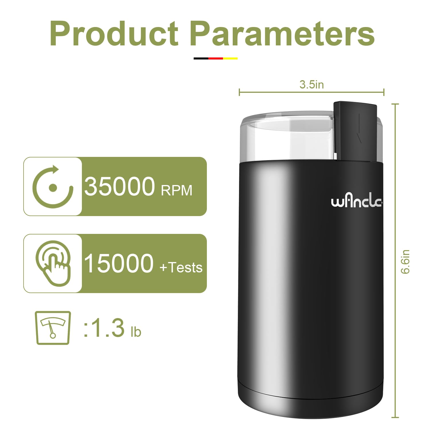 Wancle Electric Coffee Grinder, Spice Grinder, One Touch Coffee Mill for Beans, Spices and More