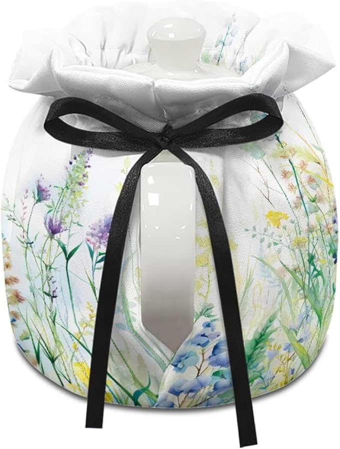 White Flower Teapot Cozy Keeping Warm Soft & Washable Tea Pot Cover for Breakfast Warmer, Extra Thick Tea Cup Warmer Cozy for Women Gifts