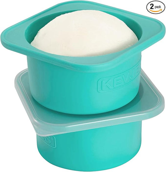 1000ml PLUS Pizza Sourdough Proofing Containers with Air-tight Lids for DIY family Artisan Pizza,Bread,Bagel-Food Grade Silicone -Freezer, Fridge, Dishwasher Safe-2 Pack (Blue)