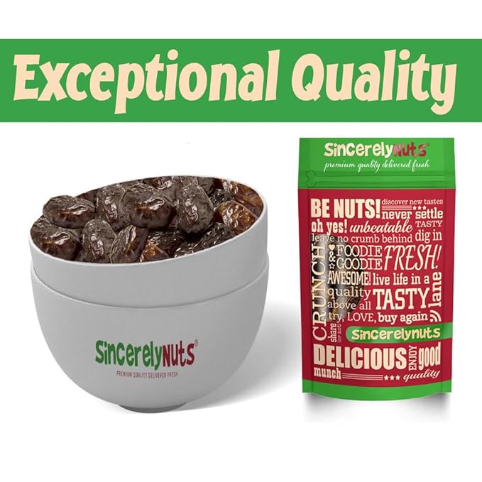 Sincerely Nuts Large Unsweetened Medjool Dates, 1Lb - Fresh, No Sugar Added Date Fruit Snack - Unsulfured Medjools with Rich Natural Flavor Extra Large & Fancy Dates - Kosher, Gluten-Free and Vegan