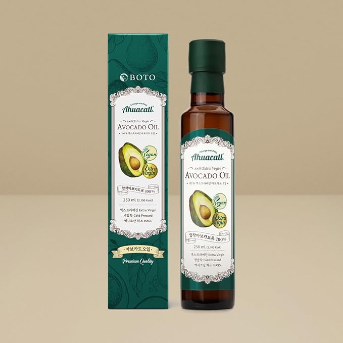 BOTO Premium Ahuacatl Extra Virgin Avocado Oil, 100% Cold Pressed, Vegan Certified, High Smoke Point, Non-GMO, 250ml