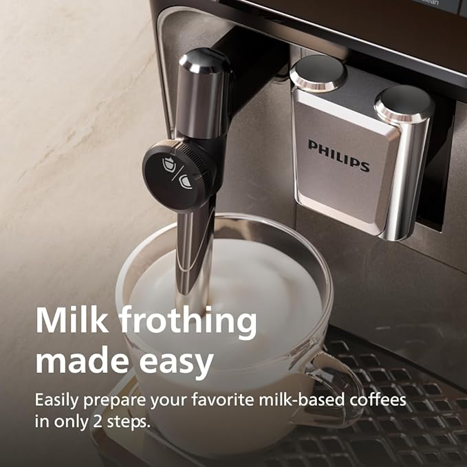 Philips Series 2300 Fully Automatic Espresso Machine - 4 Hot Drinks, Fast Clean, 40% Quieter SilentBrew, Aquaclean Filter, Matte Black (EP2330/10)