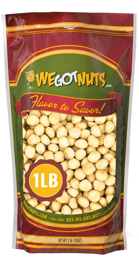 Raw Deluxe Macadamia Nuts - 1 lb - Shelled & Unsalted Premium Quality Kosher Raw Macadamia Nut Snack Pack By We Got Nuts - Natural Gourmet Fresh Macadamia Nuts Bulk - Packed In A Resealable Pouch Bag
