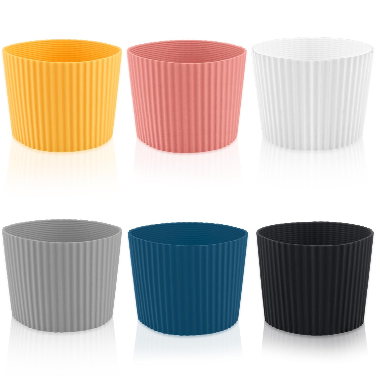 6 Pack Silicone Cup Sleeve Heat Resistant Coffee Cup Protective Sleeve Nonslip Glass Bottle Mug