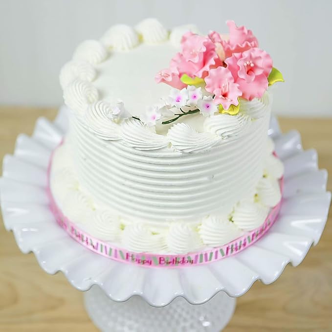 Sugar Blossom Cake Spray – Gumpaste Flowers for Cake Decorating – Pink Cherry Blossoms with Green Leaves – 1 Count by Chef Alan Tetreault