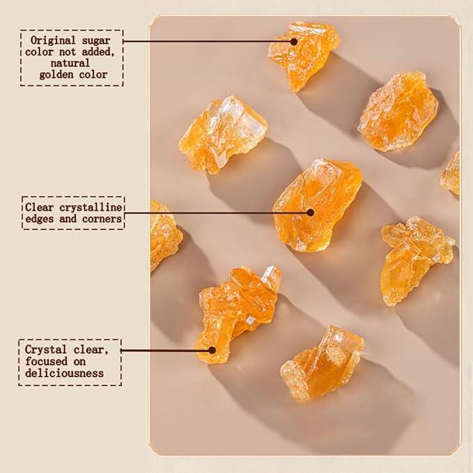 Yellow Rock Sugar Natural Organic 17.64 Oz Traditional Sugar- Essential For Baking/Drinking/Cooking Rock Sugar For Tea