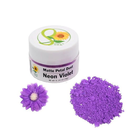 Sunflower Sugar Art Neon Violet Glow In The Dark Petal Dust Food Color - Deep, Rich Violet Matte Powder Cake Accessories for Cake Decoration - 4 Grams Non-Toxic Baking Stuff
