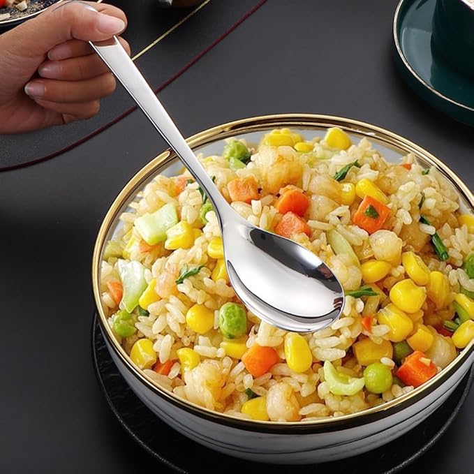 Serving Spoons,SUS 304 Stainless Steel Buffet & Banquet Style Serving Utensils (Set of 2)