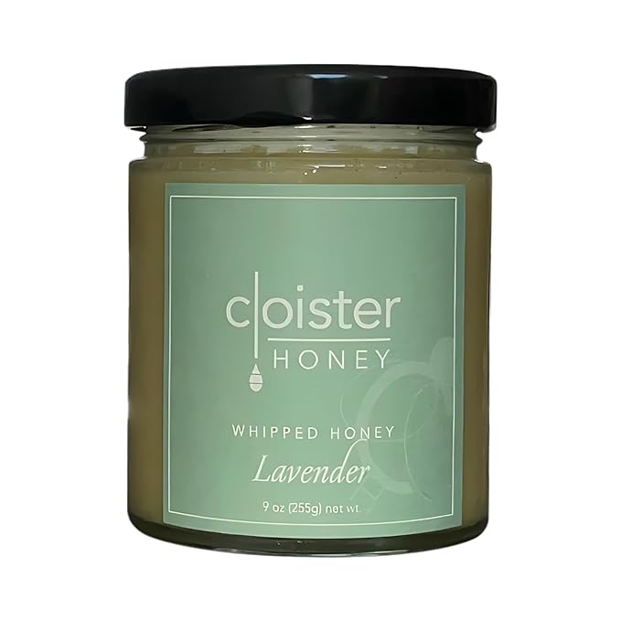 Cloister Honey Whipped Honey - Lavender (9 oz) | Hand Crafted | Raw Artisan Honey | 100% Pure, Raw & Unfiltered | All Natural | Made in USA |