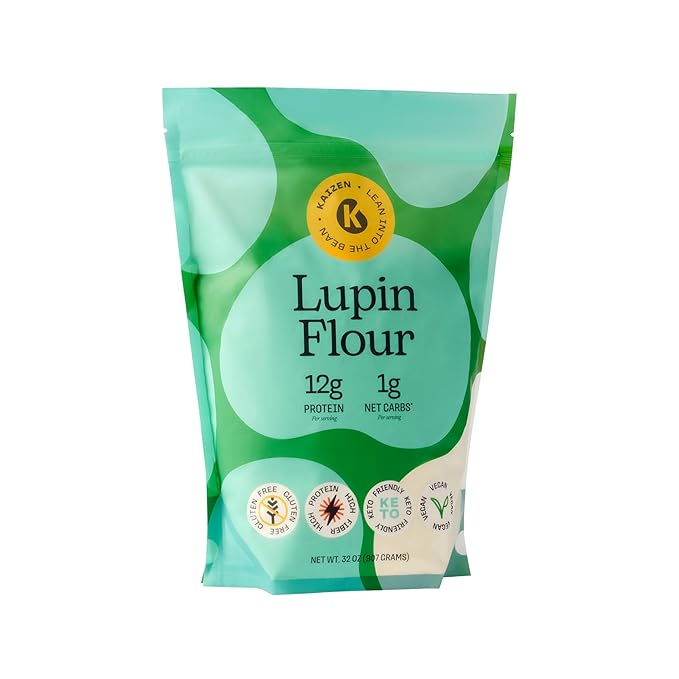 Kaizen Lupin Flour 2lbs ??High Protein, Low Carb, Keto Friendly, Gluten Free Ground Lupini Flour ??Non GMO, Vegan, Low Calorie, High Fiber Lupin Bean