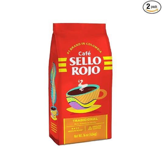 Sello Rojo Tradicional Medium Roast Ground Coffee, 16 oz (Pack of 2)