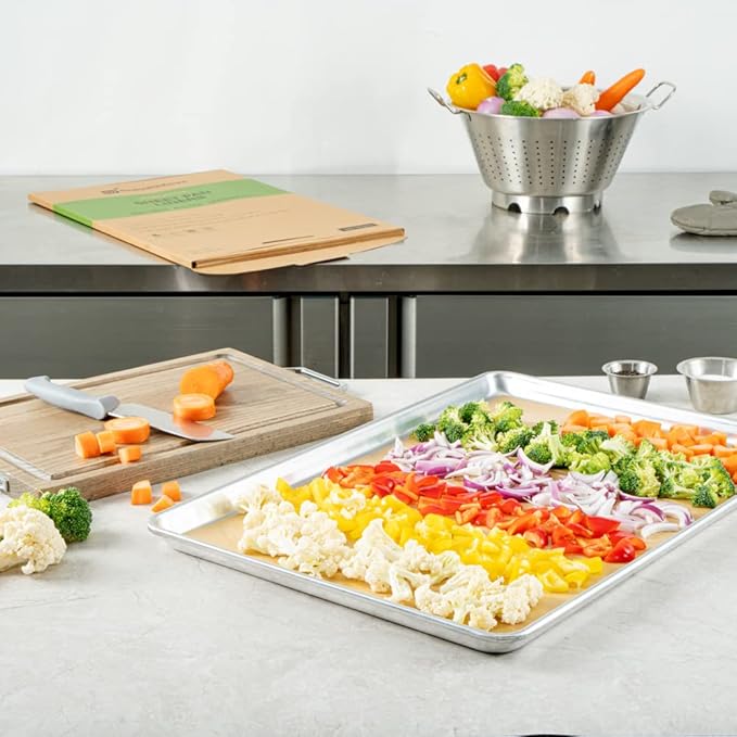 Restaurantware Pastry Tek 16 x 24 Inch Parchment Paper Sheets 200 Greaseproof Baking Sheets For Oven - Pre-Cut Double-Sided Silicone Coating Unbleached Paper Nonstick Baking Sheets Full-Size