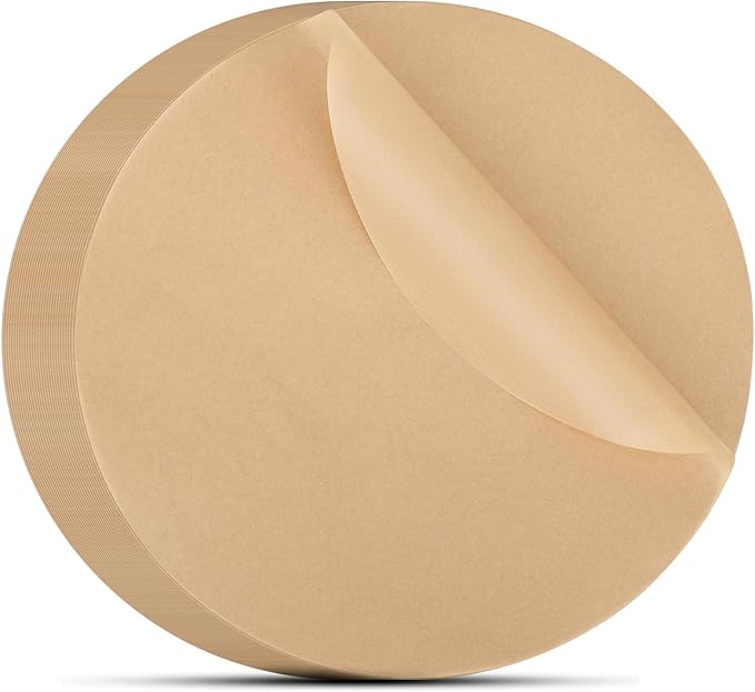 Beasea Air Fryer Parchment Paper - 11 Inch, 200pcs Round Unbleached Non-perforated Parchment Bamboo Steamer Papers