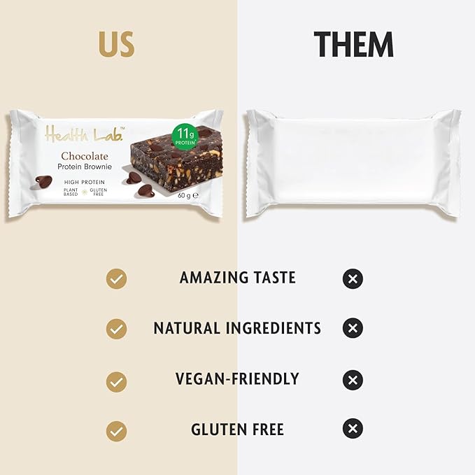 Health Lab - Vegan Protein Slice Brownie - Choc Bars 720gm (Pack of 12)