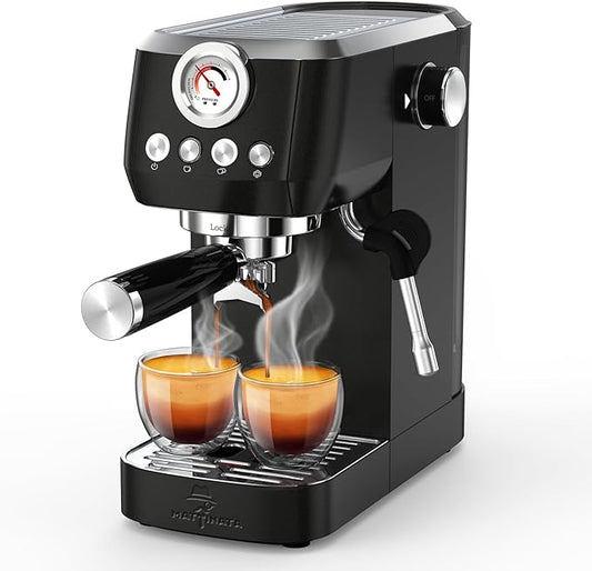 Espresso Machine 20 Bar, Espresso Coffee Maker with Professional Milk Frother Steam Wand for Cappuccino & Latte, 49oz Removable Water Tank for Home, Black