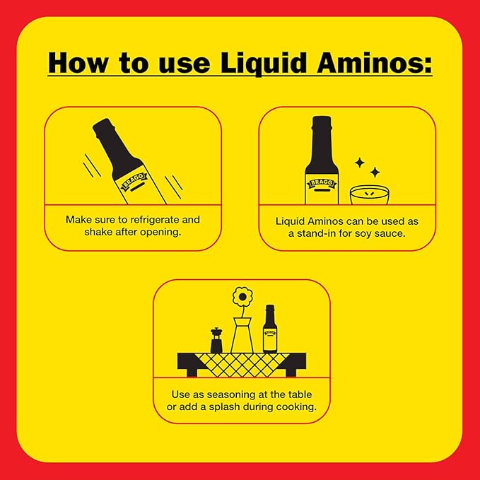 Bragg Liquid Aminos All-Purpose Seasoning - 32 fl oz - Gluten-Free Soy Sauce Substitute - Perfect for Stir-Fries and Cooking at Home