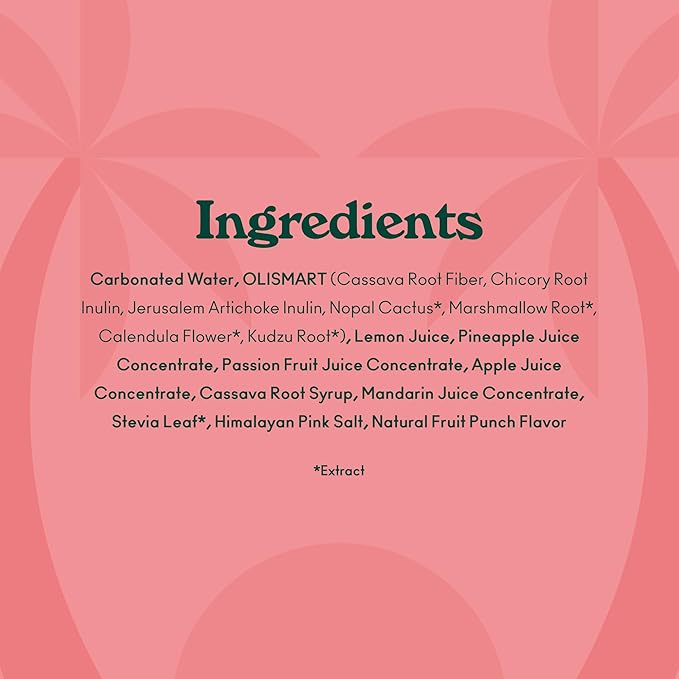 OLIPOP Prebiotic Soda Pop, Tropical Punch, A New Kind of Soda Packed with Prebiotics, Fiber, and Botanicals, Gluten Free, Vegan, GMO Free, 12oz (12-Cans)