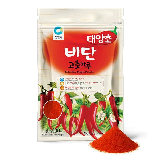 Chung Jung One O'Food Gochugaru Korean Red Chili Pepper Powder ??[1.1 lb] Premium Sun-Dried Bidan Chili Flakes, Authentic Korean Spice for Kimchi & Cooking - [1 Pack - Fine]