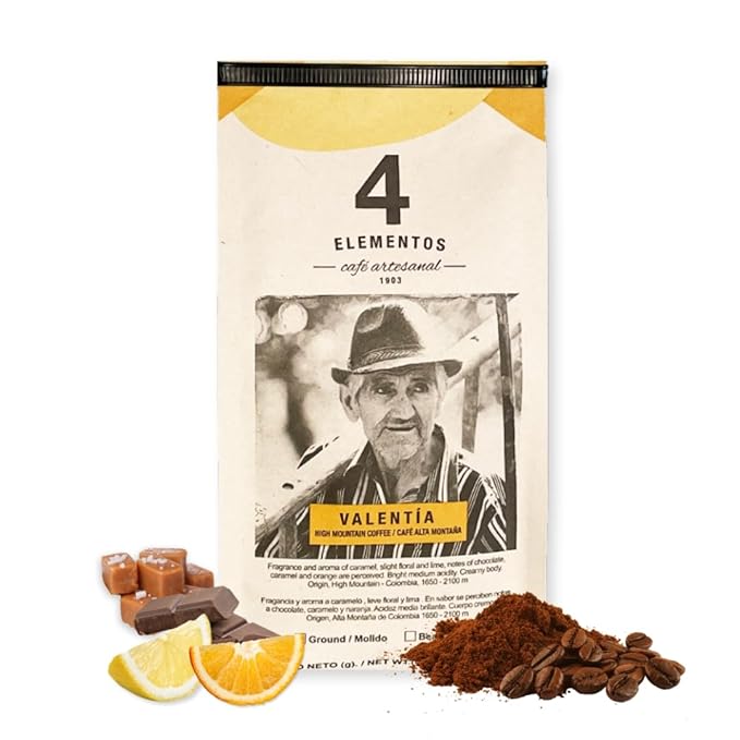 4 Elementos | Whole Bean Specialty Coffee, Medium Roast, 100% Arabica from Colombia, Chocolate, Caramel & Orange Notes, 12oz