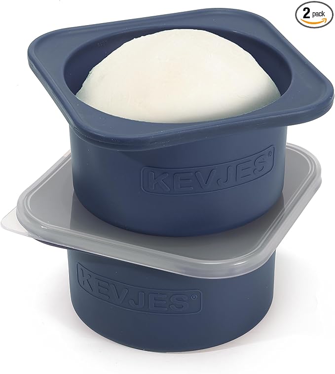 1000ml PLUS Pizza Sourdough Proofing Containers with Air-tight Lids for DIY family Artisan Pizza,Bread,Bagel-Food Grade Silicone -Freezer, Fridge, Dishwasher Safe-2 Pack (Blueberry)