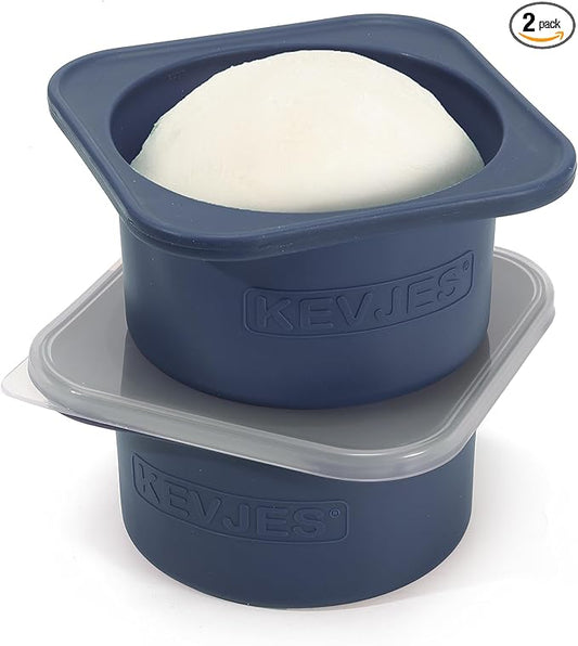 1000ml PLUS Pizza Sourdough Proofing Containers with Air-tight Lids for DIY family Artisan Pizza,Bread,Bagel-Food Grade Silicone -Freezer, Fridge, Dishwasher Safe-2 Pack (Blueberry)