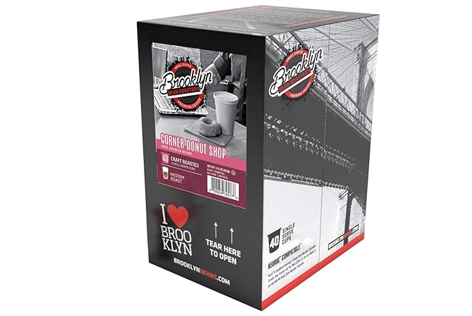 Brooklyn Beans Corner Donut Shop Gourmet Coffee Pods - Compatible with Keurig K Cup Brewers Including 2.0 Machines, 40 Count, Classic Donut Shop