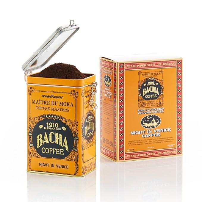 Bacha Coffee | Night in Venice Fine Flavoured Coffee, Autograph Collection, 100% Arabica Specialty Coffee, Ground Beans, Medium Roast, 350g & 100% Cotton Filter, 125mm/4 fl oz Bundle