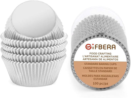 Gifbera Silver Foil Muffin Cupcake Liners/Baking Cups Standard Size, 100-Count