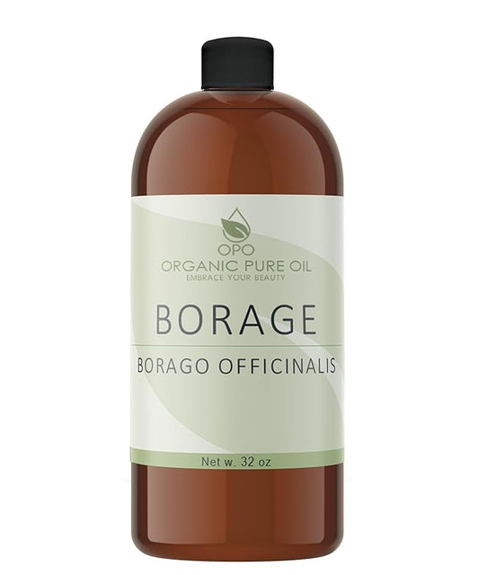 OPO Borage Seed Oil - 32 oz - Pure Unrefined Non GMO, High GLA, Bulk Natural Carrier Oil