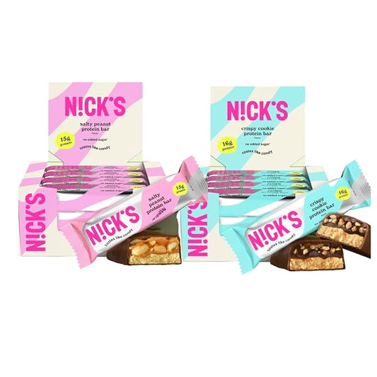 Nick?™s Protein Bundle, Salty Peanut, Almond Chocolate ??24-Count Box | High Protein, Low Calories, Low Carbs, Keto Friendly, No Added Sugar