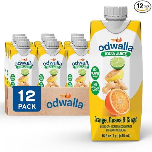 Odwalla Orange, Guava, Ginger Juice ??Natural Ingredients, No Added Sugar, No Artificial Flavors or Colors - 16 oz (12 Pack)