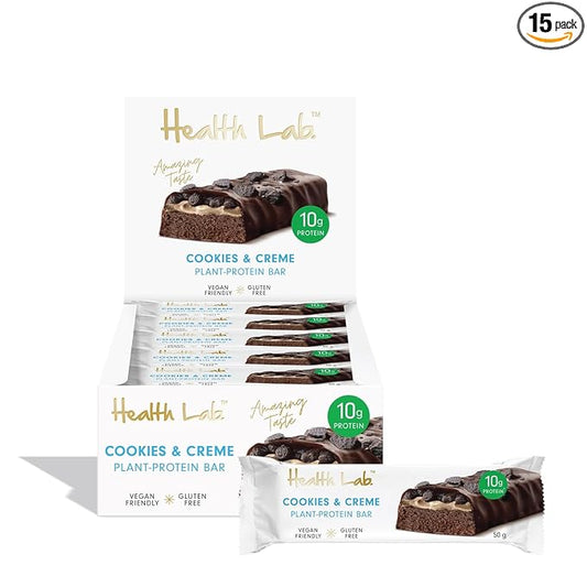 Health Lab - Vegan Protein Bars - Cookies 'N' Cream 720g - (Pack of 15)