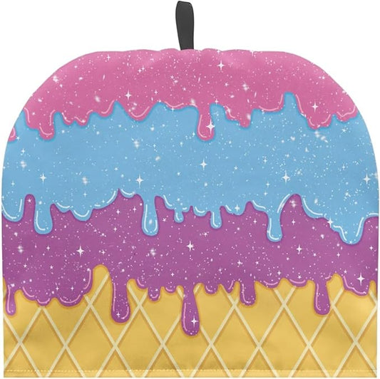 Delicious Ice Cream Print Tea Cozy for Teapot Insulated Kettle Dust Cover Fabric Tea Pot Cover Portable Easy to Clean for Hotel Restaurant Party