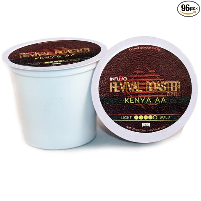 InfuSio Coffee Pods ??96 Count, Kenya AA (Dark Roast Coffee) Single Serve Coffee Pods for Keurig K Cupì§?Brewers, Compatible with Keurig 2.0 Brewers