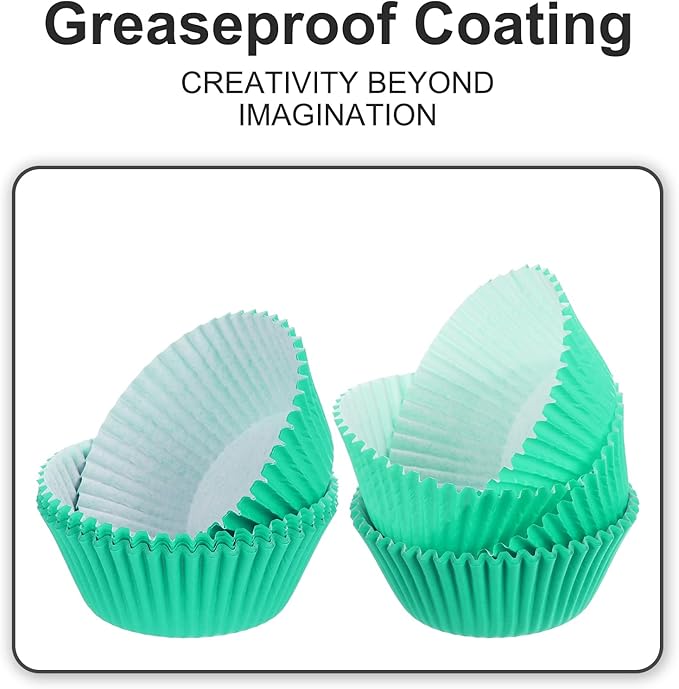 uxcell 300 Pcs Cupcake Liners, Muffins Paper Baking Cups Wrappers Standard Greaseproof for Baking Cupcake Wrapper, Green
