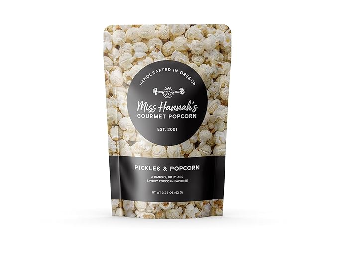Miss Hannah's Gourmet Pickles & Popcorn - Ranchy Dill Flavor | Lightly Dusted, Gluten-Free Gourmet Popcorn Snack | Tangy & Savory Treat - 13oz (3 Pack)