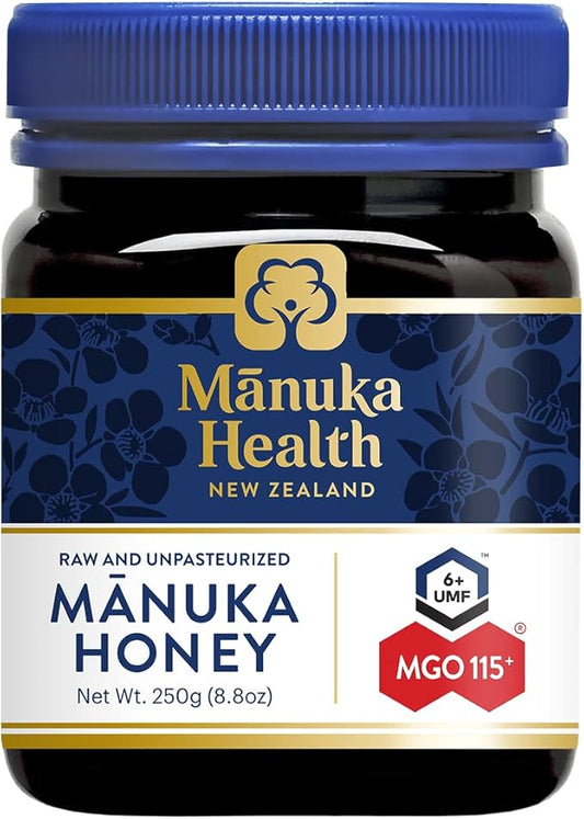 Manuka Health UMF 6+/MGO 115+ Manuka Honey (250g/8.8oz), Superfood, Authentic Raw Honey from New Zealand