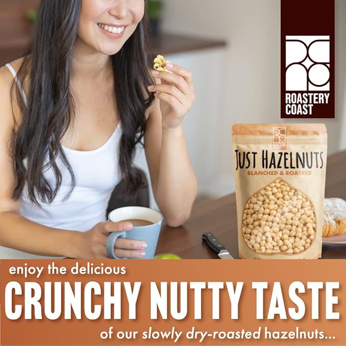 Roastery Coast Dry Roasted Hazelnuts | 3 LB | Unsalted | Filberts | Blanched | No skin | Kosher | Certified Gluten Free | Non-GMO | Paleo | Keto