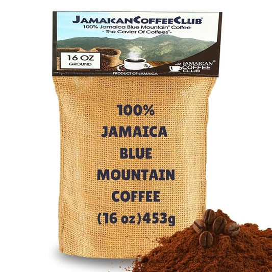 JamaicanCoffeeClub Blue Mountain Ground Coffee ??RG 16oz 100% Jamaican Blue Mountain Coffee, Fresh Medium Roast, Smooth & Balanced Taste, Premium Quality Coffee from Jamaica