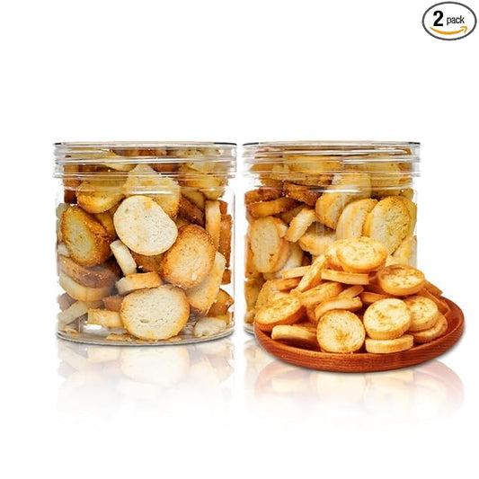 EAPC Crunchy Grilled Steamed Buns Chunks - Chinese Bread Cubes Snack, Crispy Buns, Portable Bucket Pack, Ready to Eat, 5.28oz/150g - 2 Flavor Pack (BBQ & Salt and Pepper)