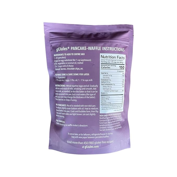 gfJules Certified Gluten Free Pancake & Waffle Mix | No Grit, Non-GMO, Vegan | Certified Top 9 Allergen-Free & Kosher | Voted #1 by Gluten Free & Celiac Consumers | 16 Ounces, Pack of 12